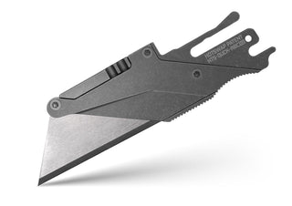 Exceed Designs - TiRant ULTRA HotSwap™ V2 Quick-Release RAZOR Blade Holder (Stonewashed & Contoured Tempered Stainless) Curved Choil + W/Micro-Jimping
