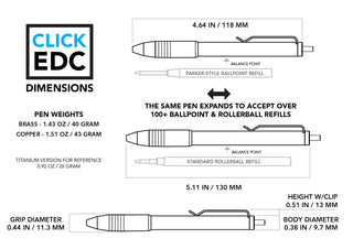 Big Idea Design - Brass & Copper Click EDC Pen - KOHEZI