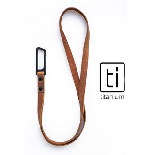 Exceed Designs - TiRant LATCH 17″ Leather Neck Lanyard W/Titanium Carabiner For Keys & Accessories (Made In USA) - KOHEZI