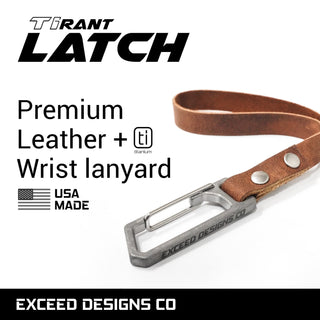 Exceed Designs - TiRant LATCH 6″ Mini Leather Wrist Lanyard W/Titanium Carabiner For Keys & Accessories (Made In USA) - KOHEZI