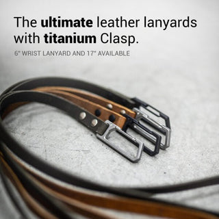 Exceed Designs - TiRant LATCH 6″ Mini Leather Wrist Lanyard W/Titanium Carabiner For Keys & Accessories (Made In USA) - KOHEZI