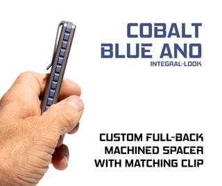 Exceed Designs - TiRant ULTRA Full-Length FRAG MILLED ‘Integral-Like’ Back Spacer + Clip (6AL-4V Titanium) Cobalt Blue ANO - KOHEZI