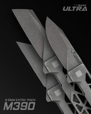 Exceed Designs - TiRant ULTRA HotSwap™ Drop Point Blade Replacement (Jet-Black EXTRA THICK 2.5mm M390 Tempered 61-62+ HRC) - KOHEZI