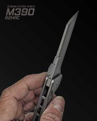 Exceed Designs - TiRant ULTRA HotSwap™ Drop Point Blade Replacement (Jet-Black EXTRA THICK 2.5mm M390 Tempered 61-62+ HRC) - KOHEZI