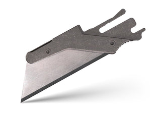 Exceed Designs - TiRant ULTRA HotSwap™ RAZOR Blade Holder W/Full - Edge Usability (Stonewashed 6AL - 4V Titanium) W/Milled Curved Choil Jimping - KOHEZI