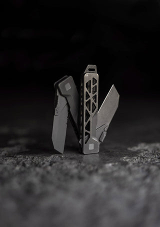 Exceed Designs - TiRant ULTRA HotSwap™ Serrated ‘Wharnie’ Wharncliffe Blade Replacement (Stonewashed D2 Tempered HRC 61+) - KOHEZI