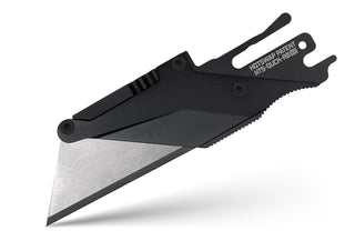 Exceed Designs - TiRant ULTRA HotSwap™ V2 Quick-Release RAZOR Blade Holder (Jet-Black & Contoured Tempered Stainless) Curved Choil + W/Micro-Jimping - KOHEZI