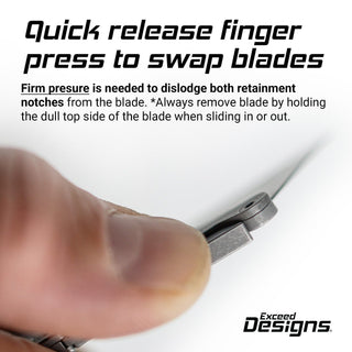 Exceed Designs - TiRant ULTRA HotSwap™ V2 Quick - Release RAZOR Blade Holder (Jet - Black & Contoured Tempered Stainless) Straight Choil + W/Micro - Jimping - KOHEZI