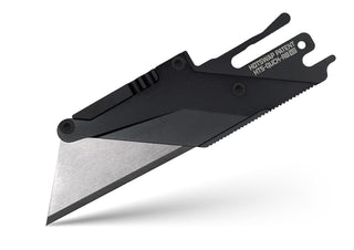 Exceed Designs - TiRant ULTRA HotSwap™ V2 Quick - Release RAZOR Blade Holder (Jet - Black & Contoured Tempered Stainless) Straight Choil + W/Micro - Jimping - KOHEZI