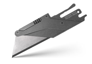 Exceed Designs - TiRant ULTRA HotSwap™ V2 Quick - Release RAZOR Blade Holder (Stonewashed & Contoured Tempered Stainless) Straight Choil + W/Micro - Jimping - KOHEZI