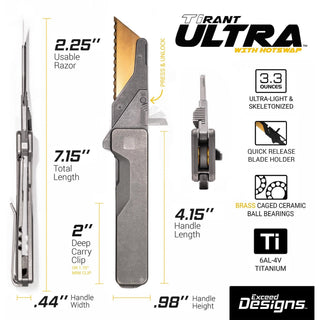 Exceed Designs - TiRant ULTRA Utility Knife W/HotSwap™ - KOHEZI