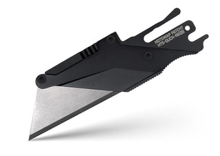 Exceed Designs - TiRant ULTRA HotSwap™ V2 Quick-Release RAZOR Blade Holder (Jet-Black & Contoured Tempered Stainless) Curved Choil + W/Micro-Jimping