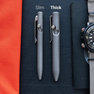 Tactile Turn - Stonewashed Titanium Thick Bolt Action Pen - KOHEZI