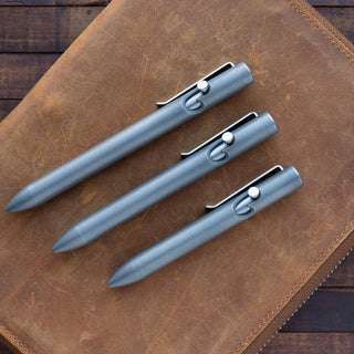Tactile Turn - Stonewashed Titanium Thick Bolt Action Pen - KOHEZI