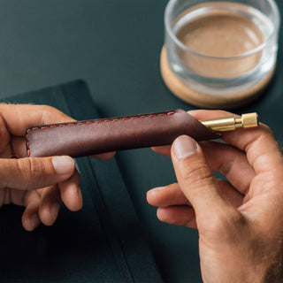 Wingback - Leather Pen/Pencil Sleeve (Chestnut) - KOHEZI
