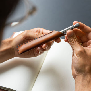 Wingback - Leather Pen/Pencil Sleeve (Whisky) - KOHEZI