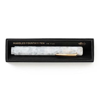 Hightide - Attache Marbled Fountain Pen (White) - KOHEZI