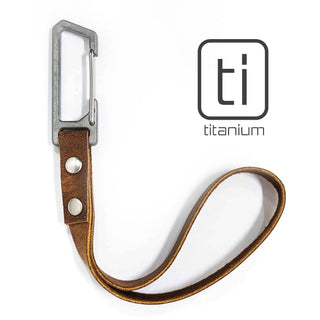 Exceed Designs - Russet - Brown TiRant LATCH 6″ Mini Leather Wrist Lanyard W/Titanium Carabiner For Keys & Accessories (Made In USA) - KOHEZI