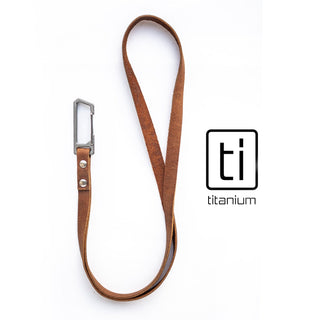 Exceed Designs - TiRant LATCH 17″ Leather Neck Lanyard W/Titanium Carabiner For Keys & Accessories (Made In USA) - KOHEZI
