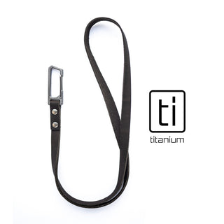 Exceed Designs - TiRant LATCH 17″ Leather Neck Lanyard W/Titanium Carabiner For Keys & Accessories (Made In USA) - KOHEZI