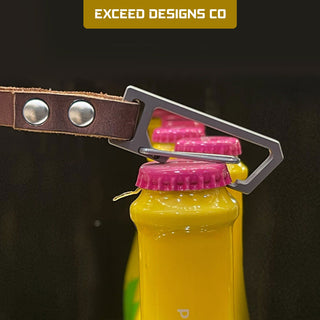 Exceed Designs - TiRant LATCH 6″ Mini Leather Wrist Lanyard W/Titanium Carabiner For Keys & Accessories (Made In USA) - KOHEZI