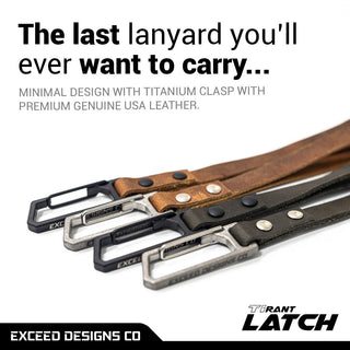 Exceed Designs - TiRant LATCH 6″ Mini Leather Wrist Lanyard W/Titanium Carabiner For Keys & Accessories (Made In USA) - KOHEZI