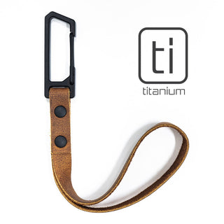 Exceed Designs - TiRant LATCH 6″ Mini Leather Wrist Lanyard W/Titanium Carabiner For Keys & Accessories (Made In USA) - KOHEZI