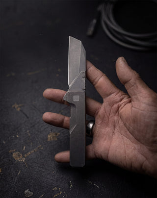 Exceed Designs - TiRant ULTRA HotSwap™ Serrated ‘Wharnie’ Wharncliffe Blade Replacement (Stonewashed D2 Tempered HRC 61+) - KOHEZI