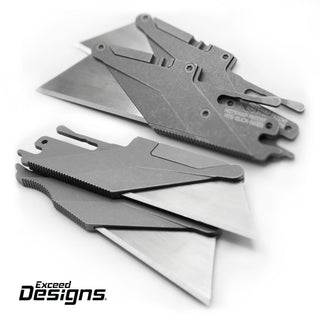 Exceed Designs - TiRant ULTRA HotSwap™ V2 Quick - Release RAZOR Blade Holder (Jet - Black & Contoured Tempered Stainless) Straight Choil + W/Micro - Jimping - KOHEZI