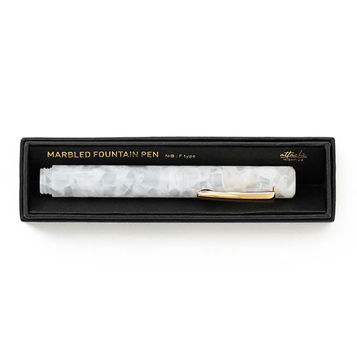 Hightide - Attache Marbled Fountain Pen (White)-KOHEZI